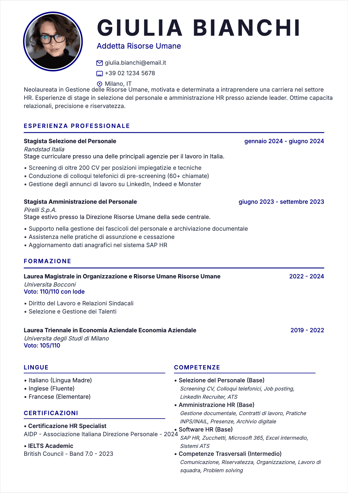 Specialista RU Junior - CV Specialista RU