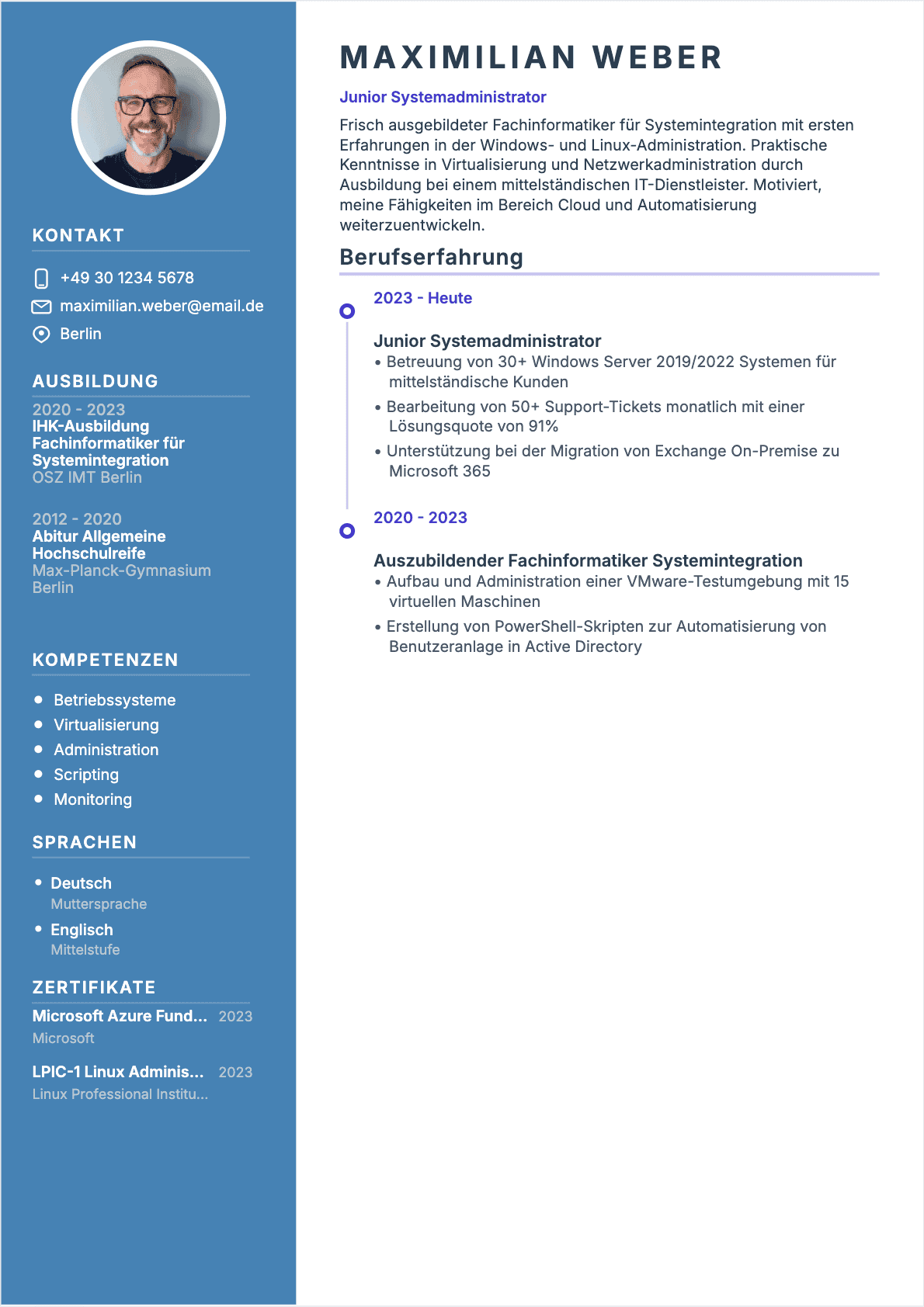 Systemadministrator Junior - Systemadministrator Lebenslauf