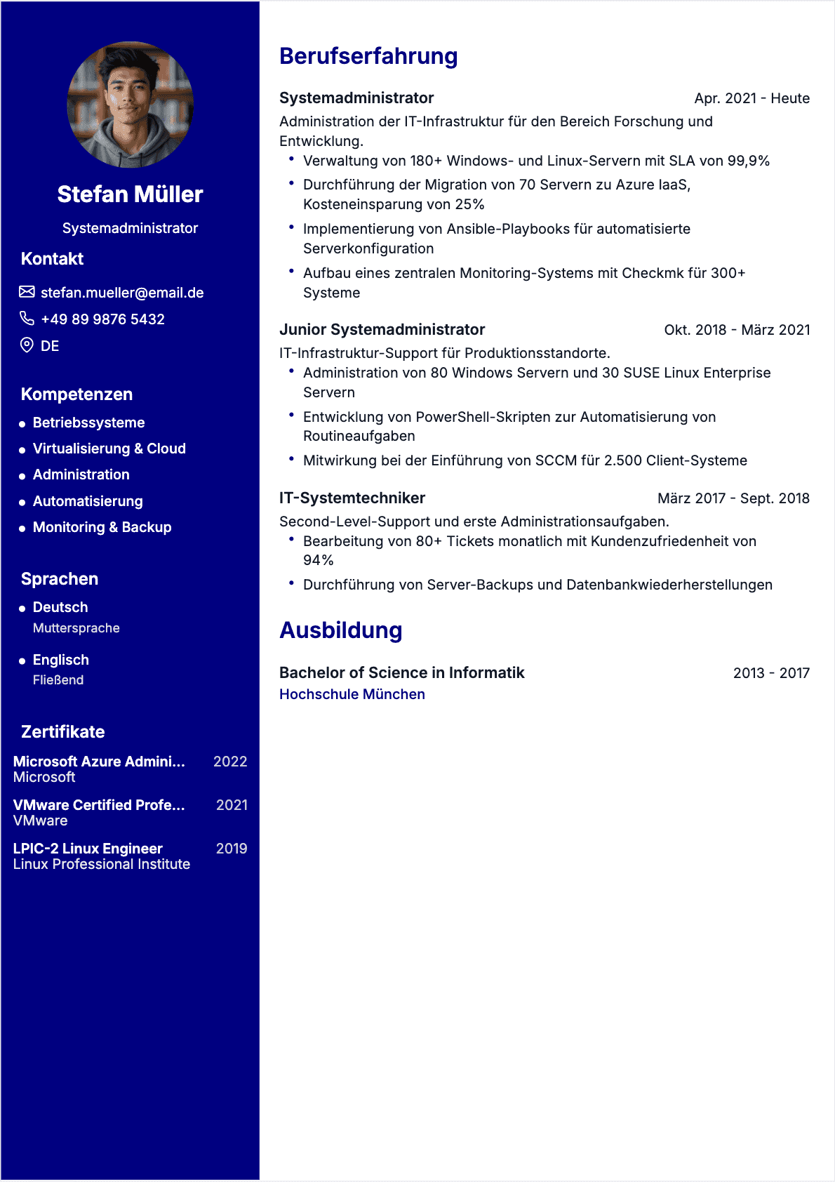 Systemadministrator Confirmé - Systemadministrator Lebenslauf