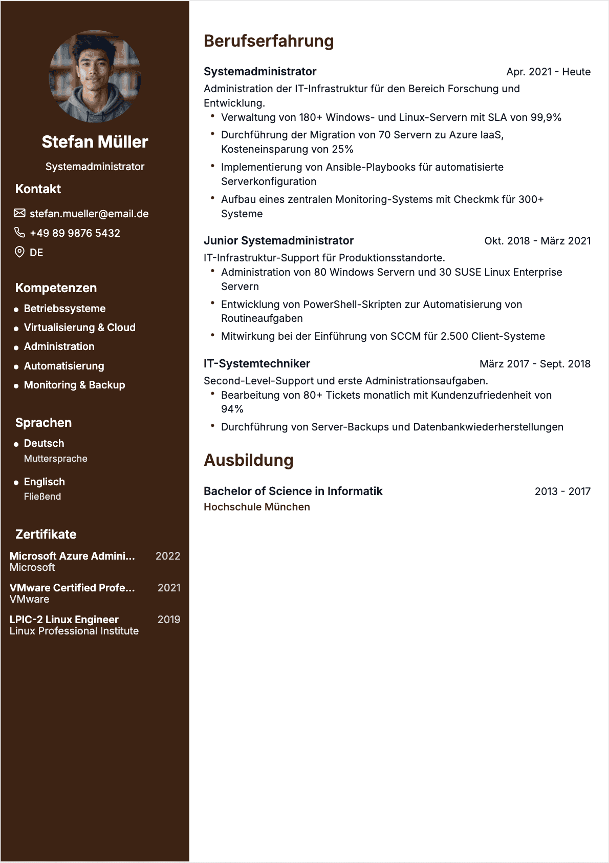 CV Systemadministrator