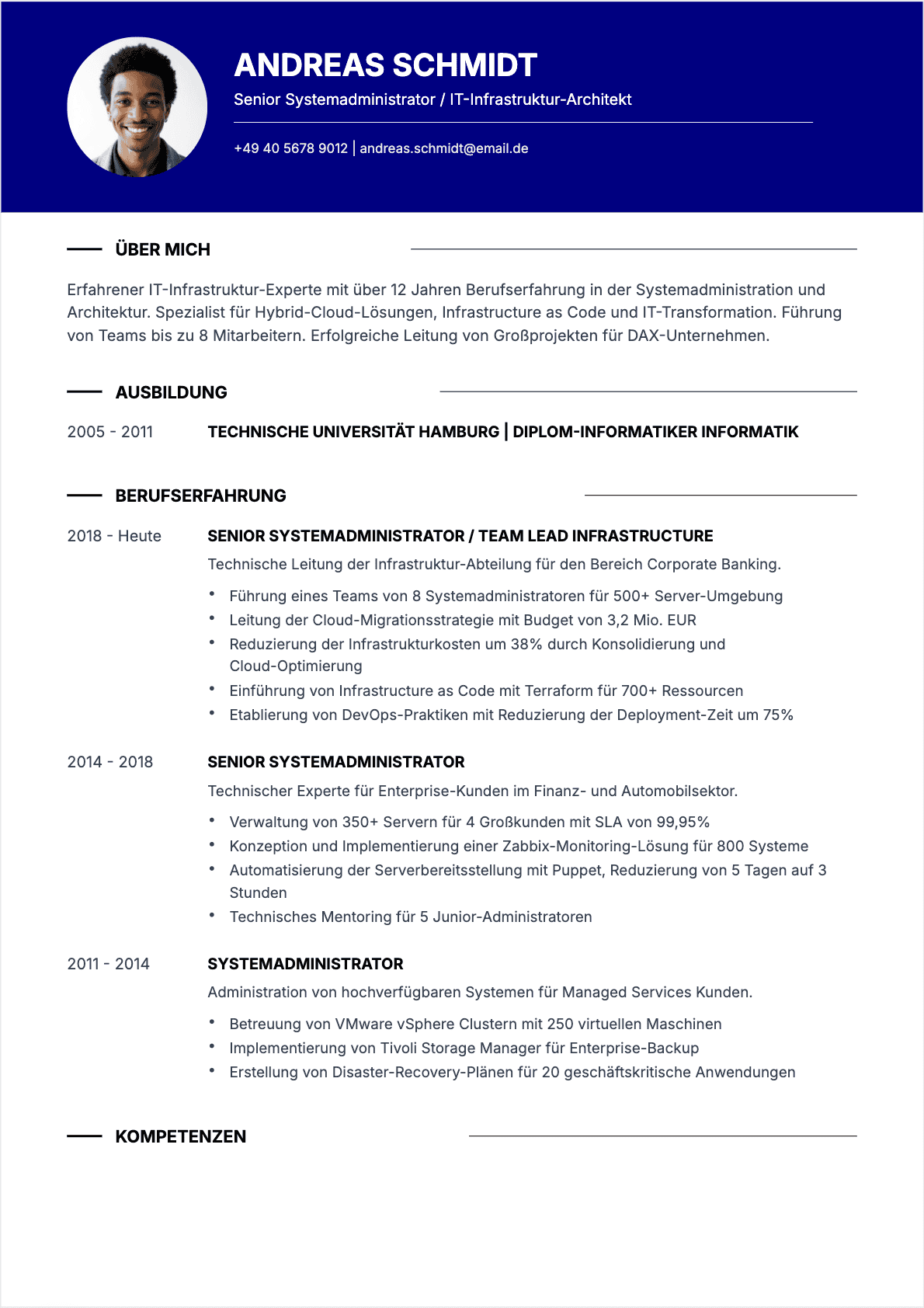 Systemadministrator Senior - Systemadministrator Lebenslauf