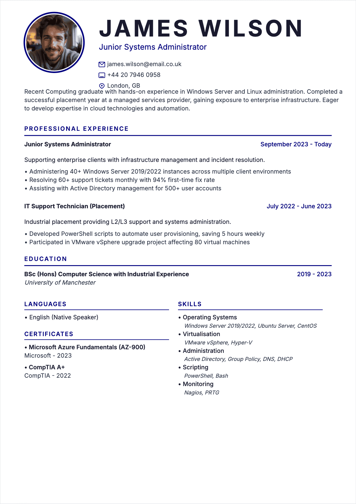 Resume Systems Administrator Junior - Systems Administrator Resume