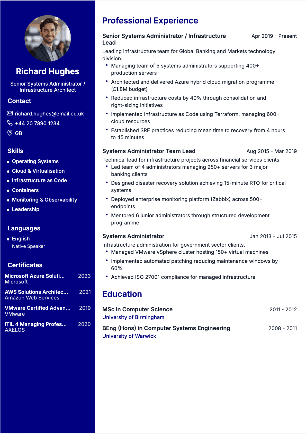 Resume Systems Administrator Senior - Systems Administrator Resume