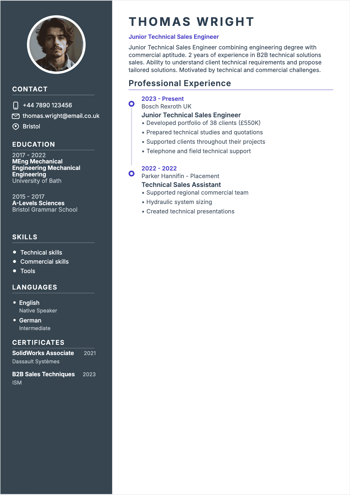 Resume Technical Sales Junior - Technical Sales Resume