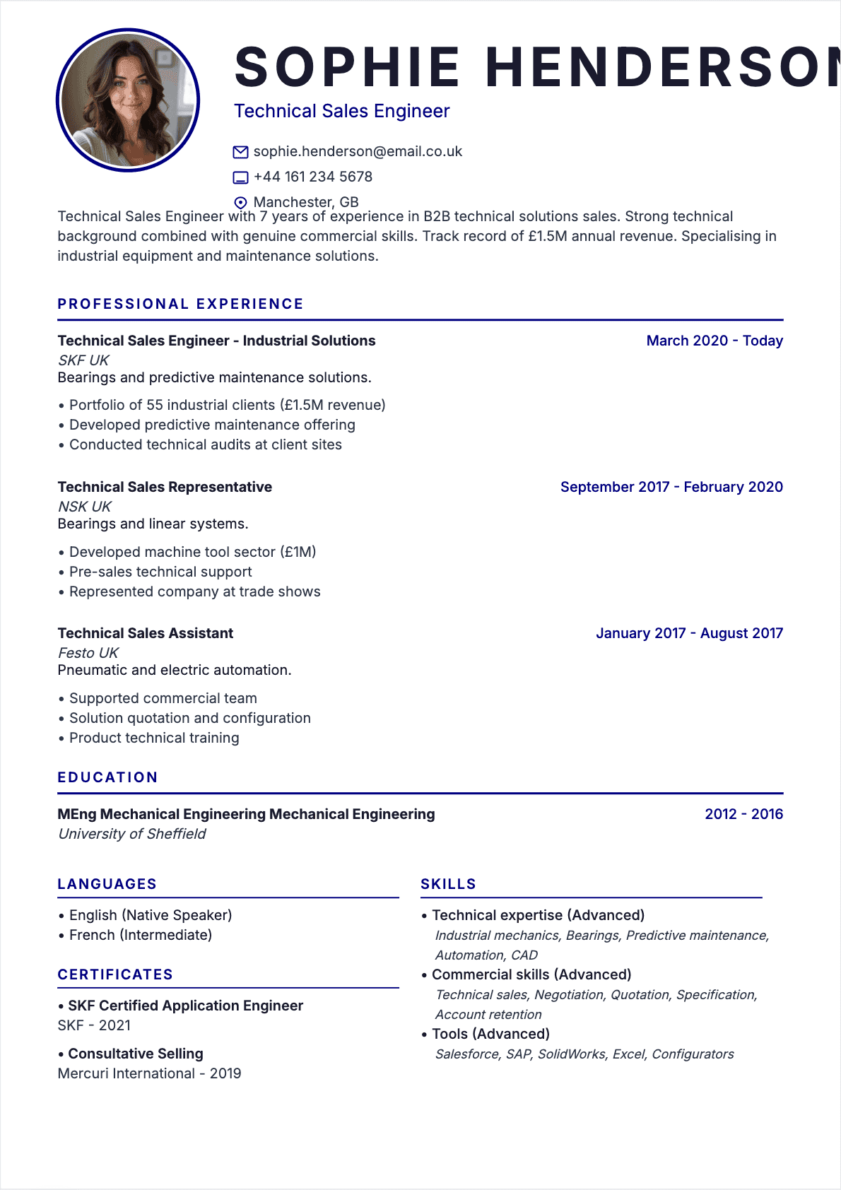 Technical Sales Confirmé - Technical Sales Resume