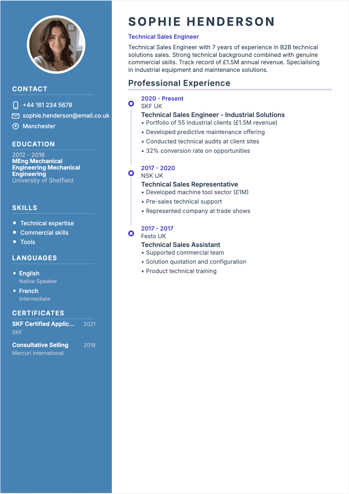 Resume Technical Sales Confirmé - Technical Sales Resume