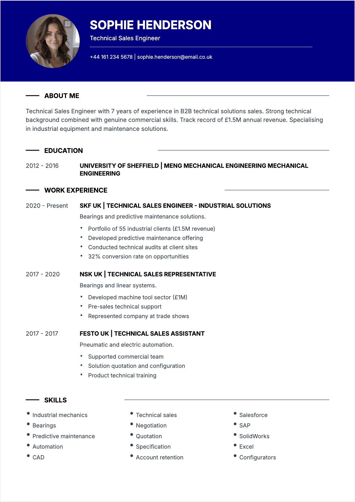 Resume Technical Sales Confirmé - Technical Sales Resume