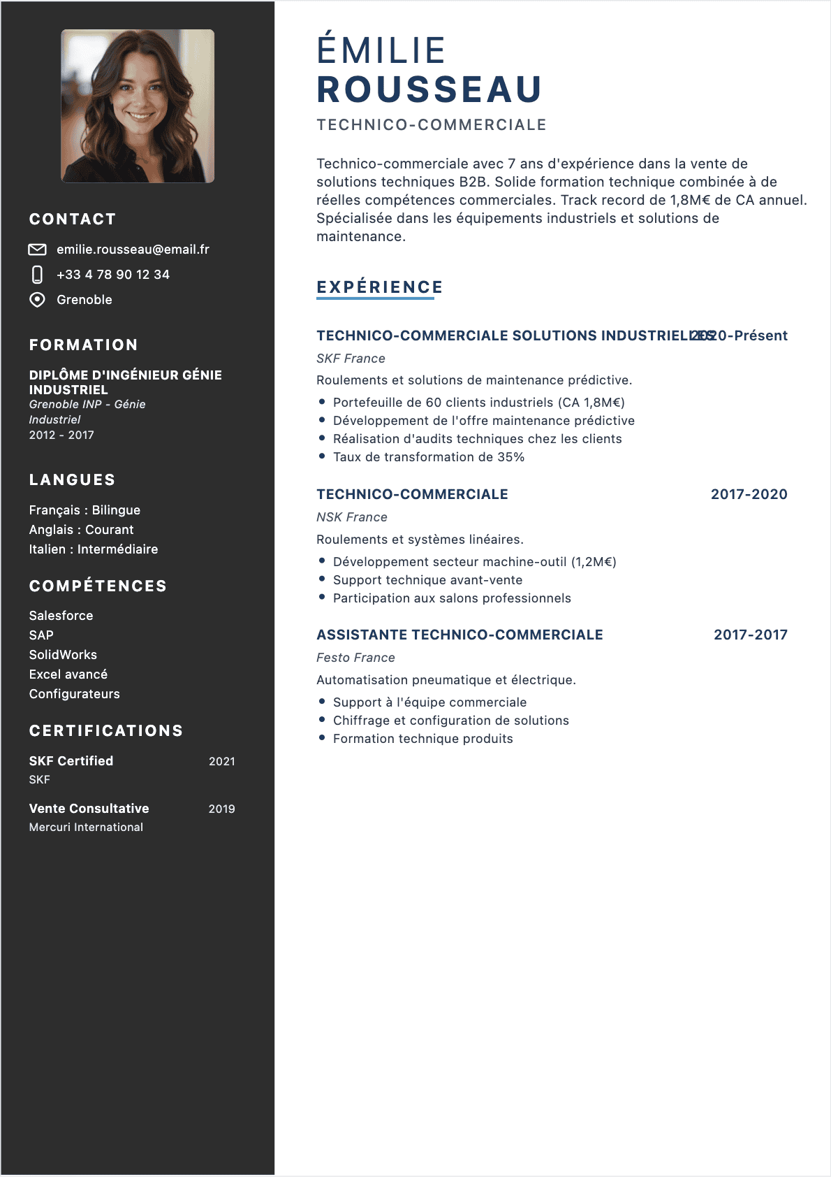 Technico-commercial Confirmé - CV Technico-commercial