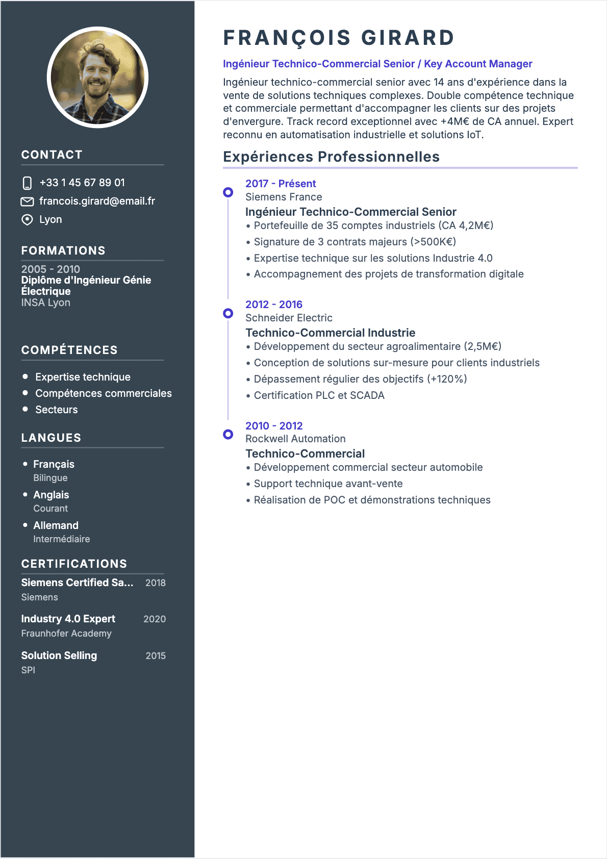 Technico-commercial Senior - CV Technico-commercial