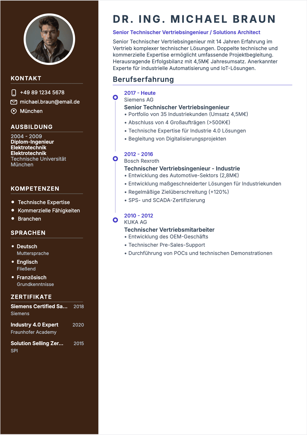 Technical Sales Senior - Technical Sales Lebenslauf