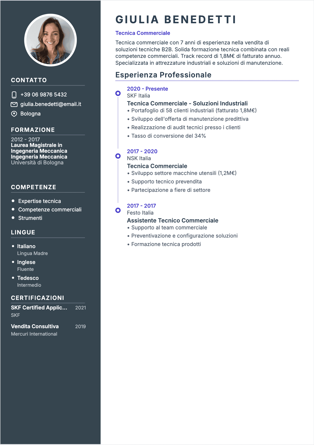 Tecnico commerciale Confirmé - CV Tecnico commerciale