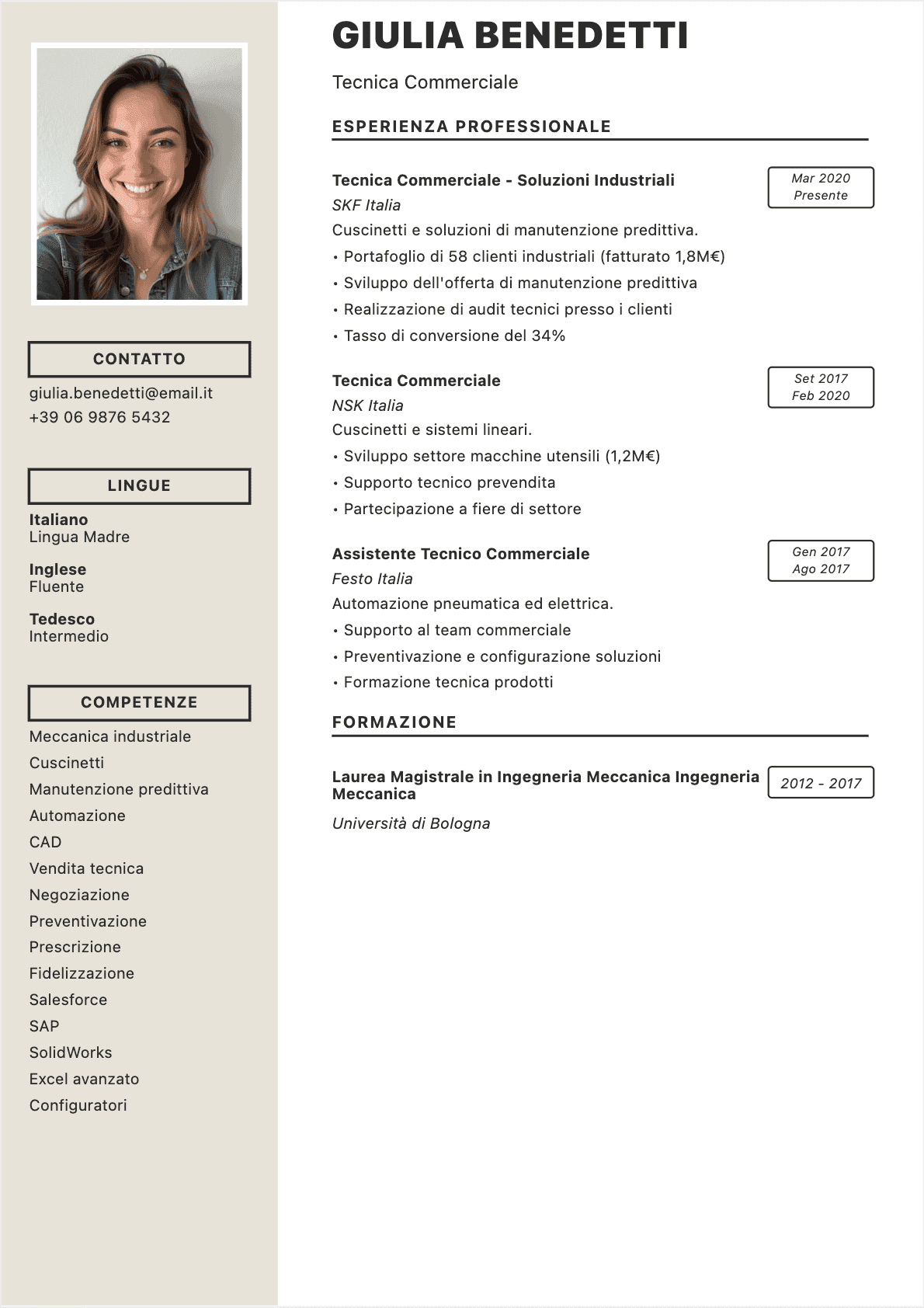 CV Tecnico commerciale Confirmé - CV Tecnico commerciale