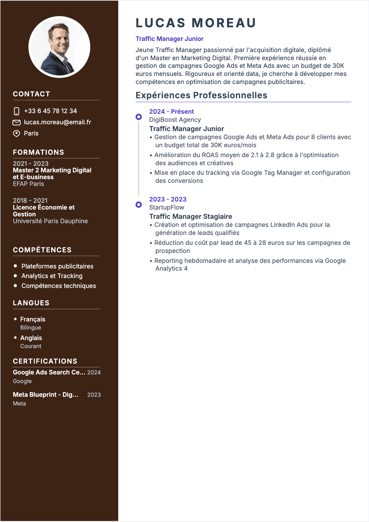 CV Traffic Manager Junior - Traffic Manager Lebenslauf