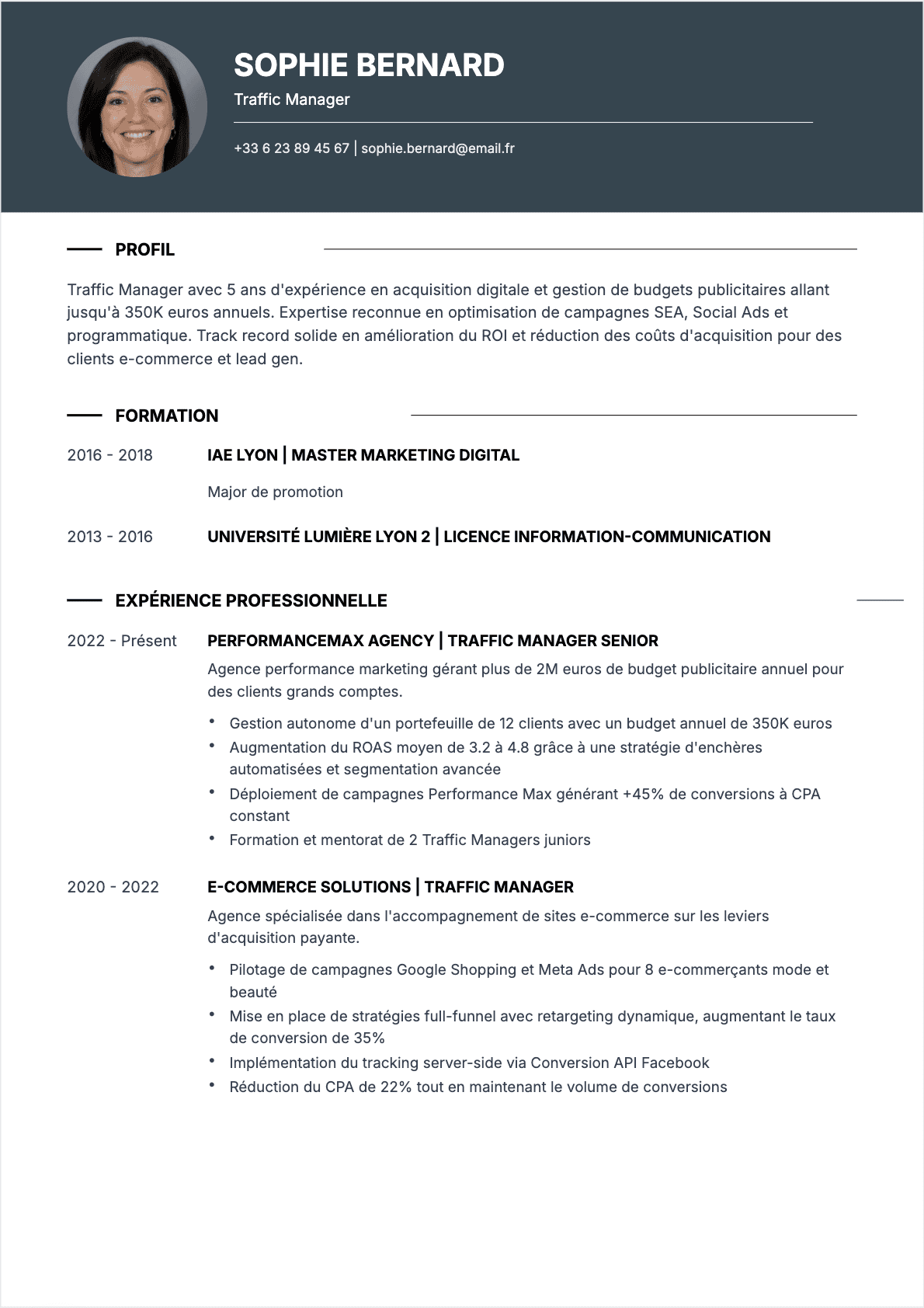 Traffic manager Confirmé - CV Traffic manager