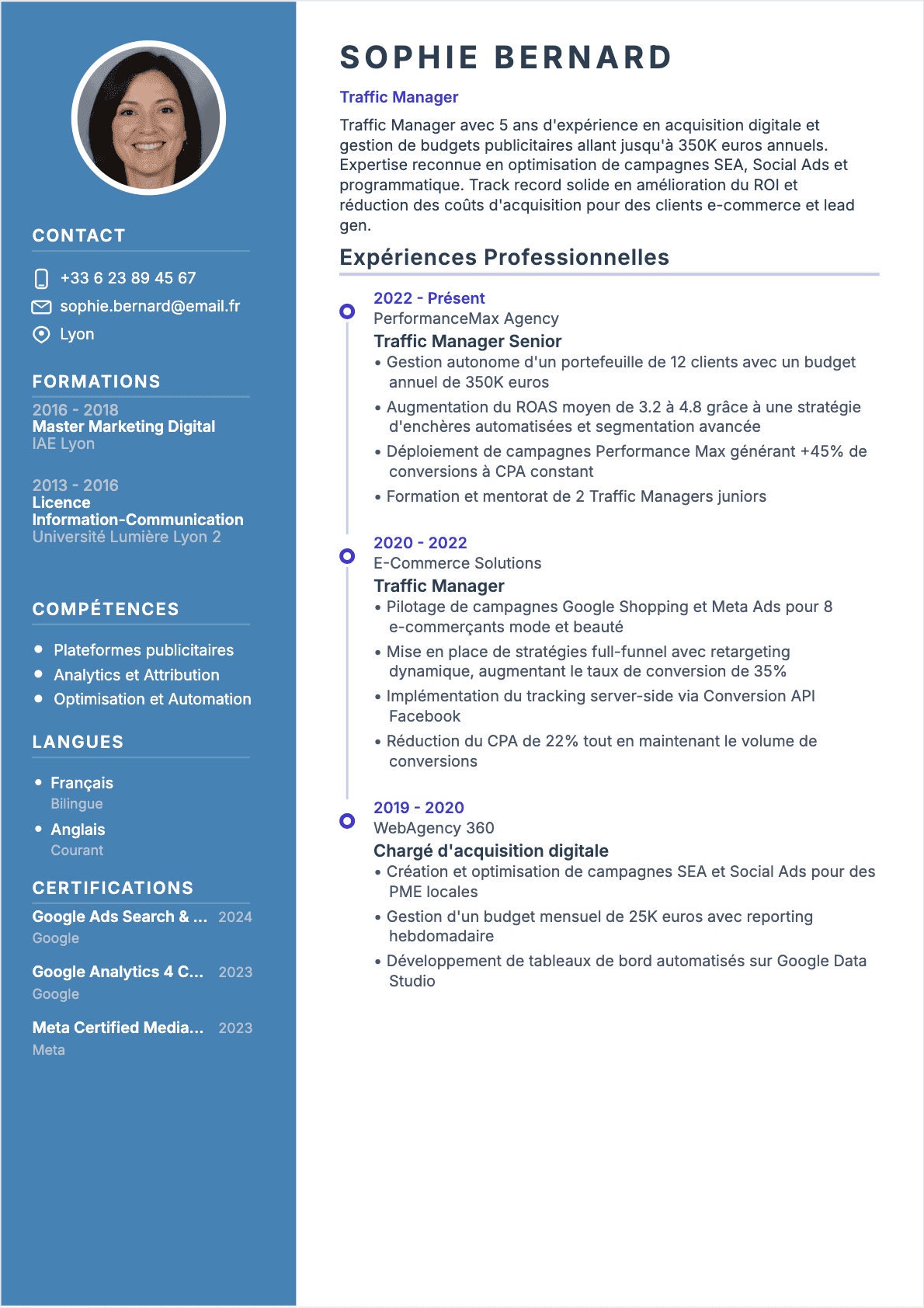 CV Traffic Manager Confirmé - Traffic Manager Lebenslauf