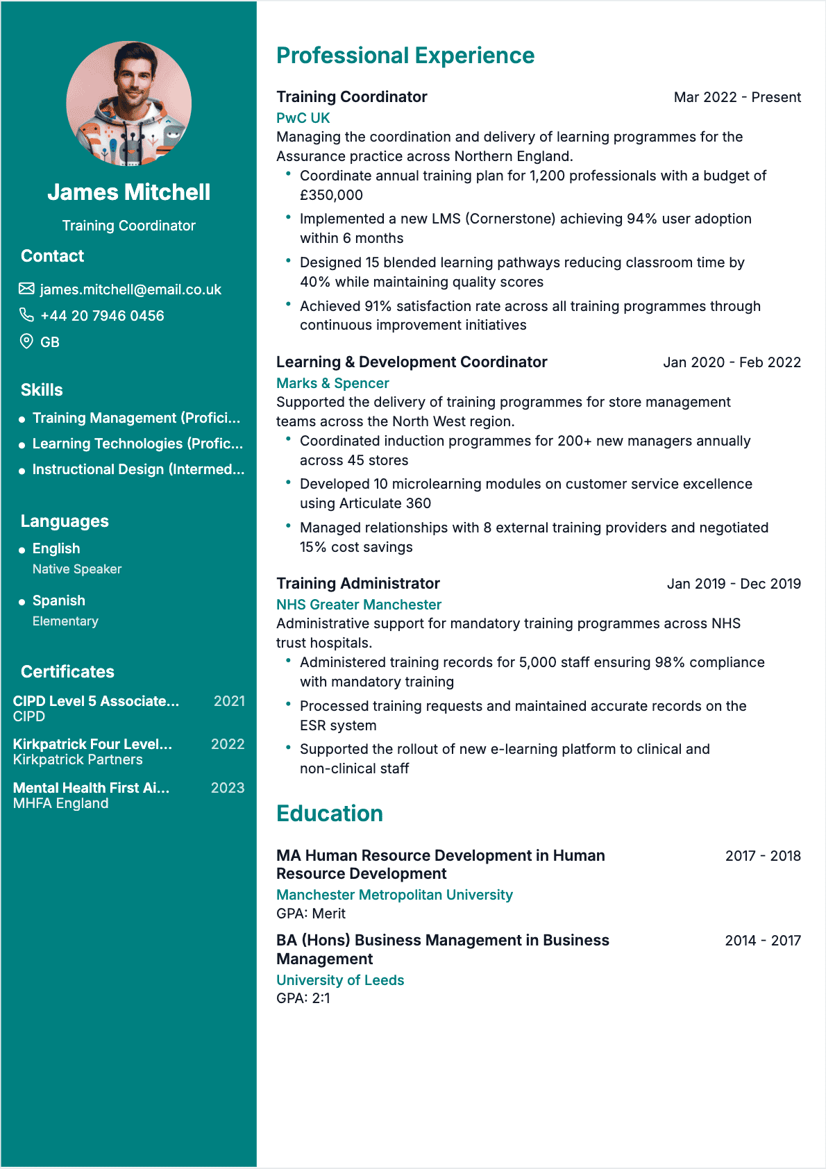 Training Coordinator Confirmé - Training Coordinator Resume