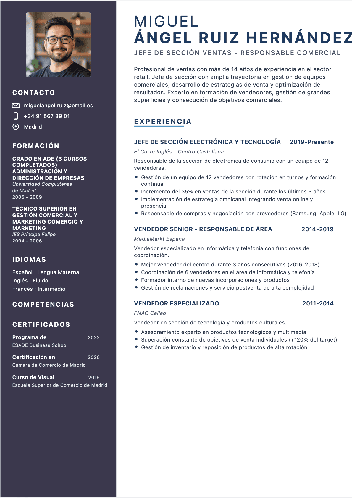 CV Vendedor Senior - CV Vendedor