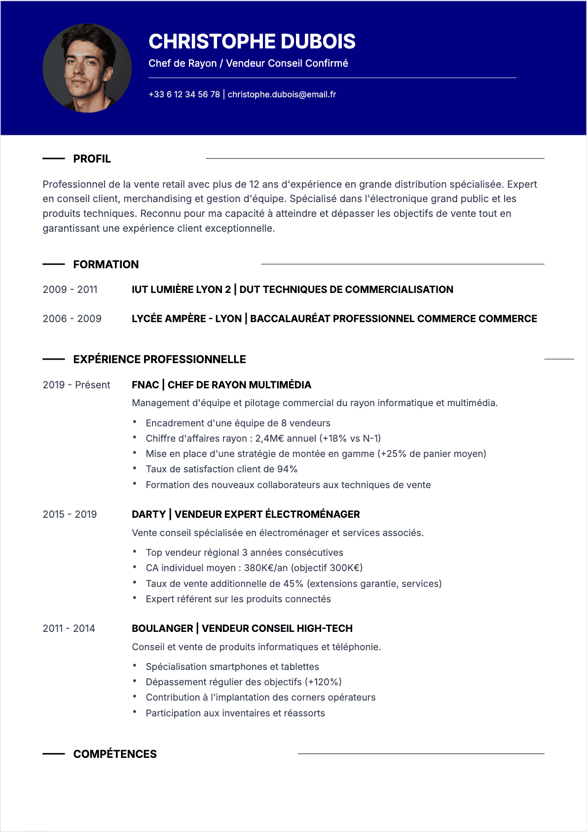 Vendeur Senior - CV Vendeur