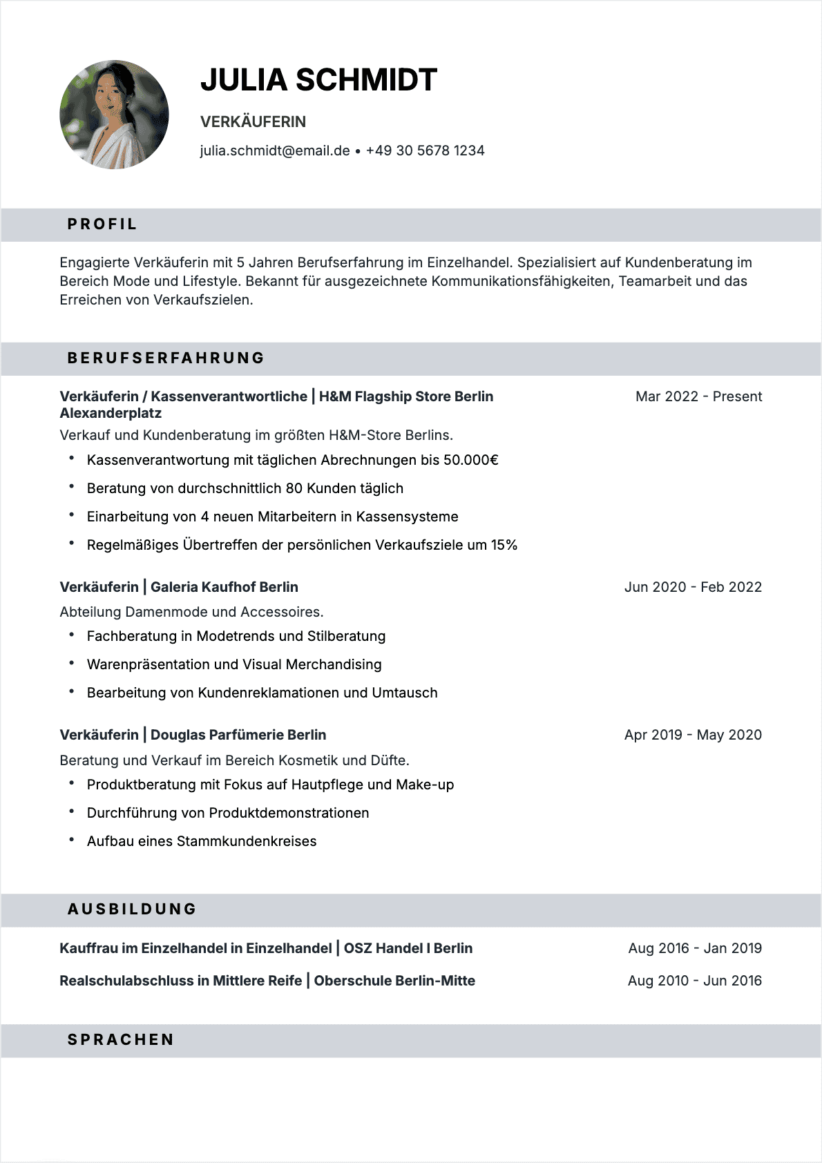 CV Sales Associate Confirmé - Sales Associate Lebenslauf