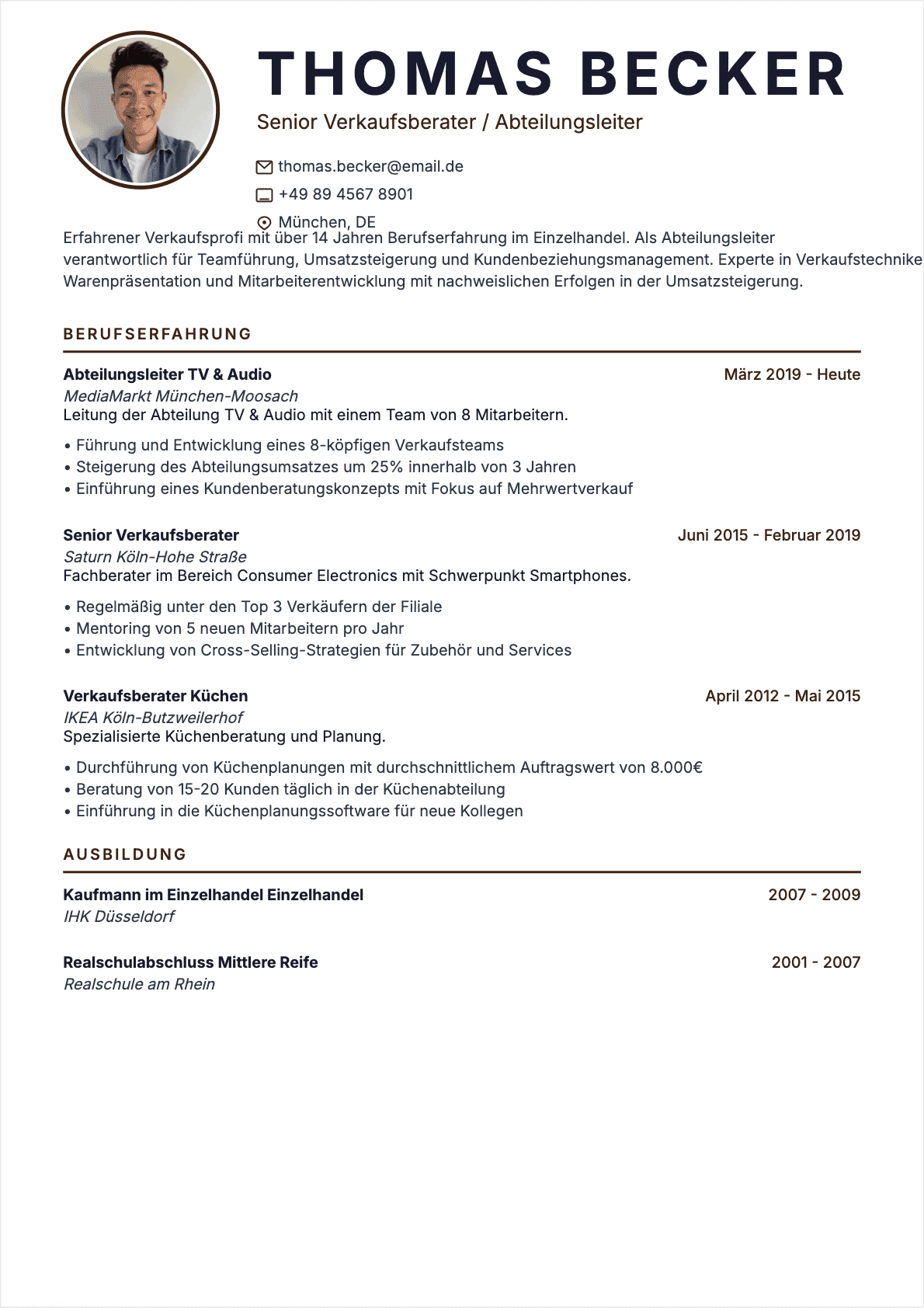 CV Sales Associate Senior - Sales Associate Lebenslauf