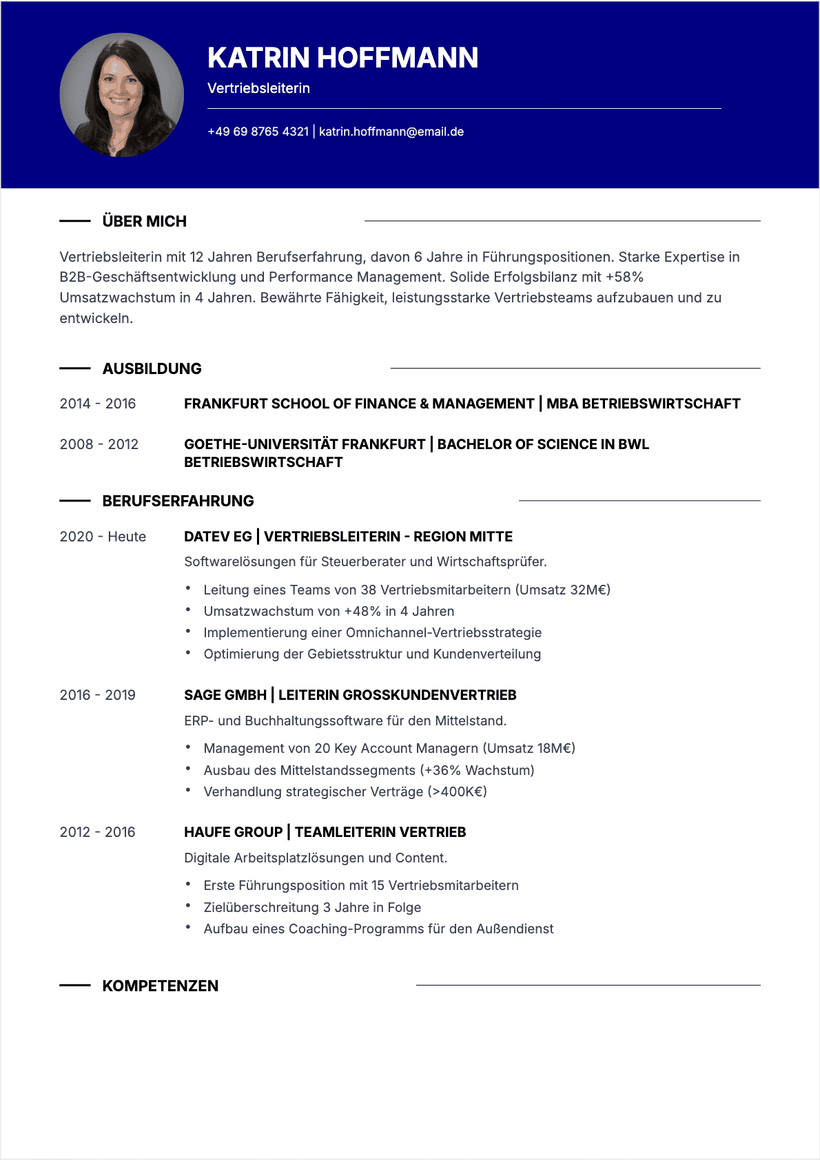 CV Vertriebsleiter Confirmé - Vertriebsleiter Lebenslauf