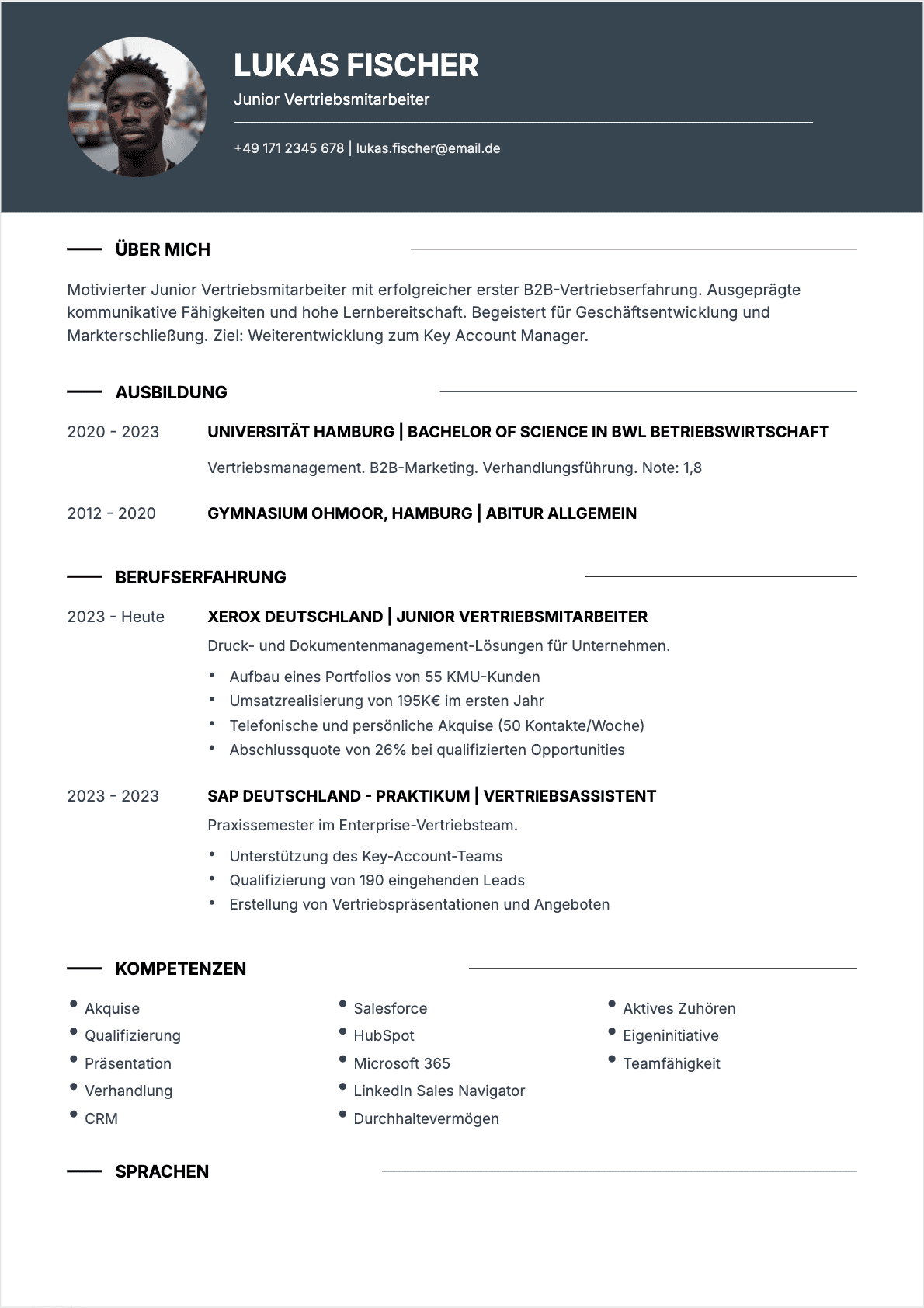 Vertriebsmitarbeiter Junior - Vertriebsmitarbeiter Lebenslauf