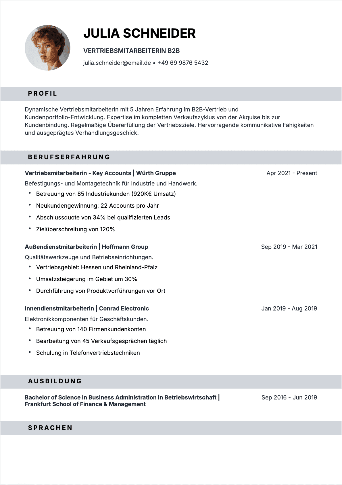 Vertriebsmitarbeiter Confirmé - Vertriebsmitarbeiter Lebenslauf