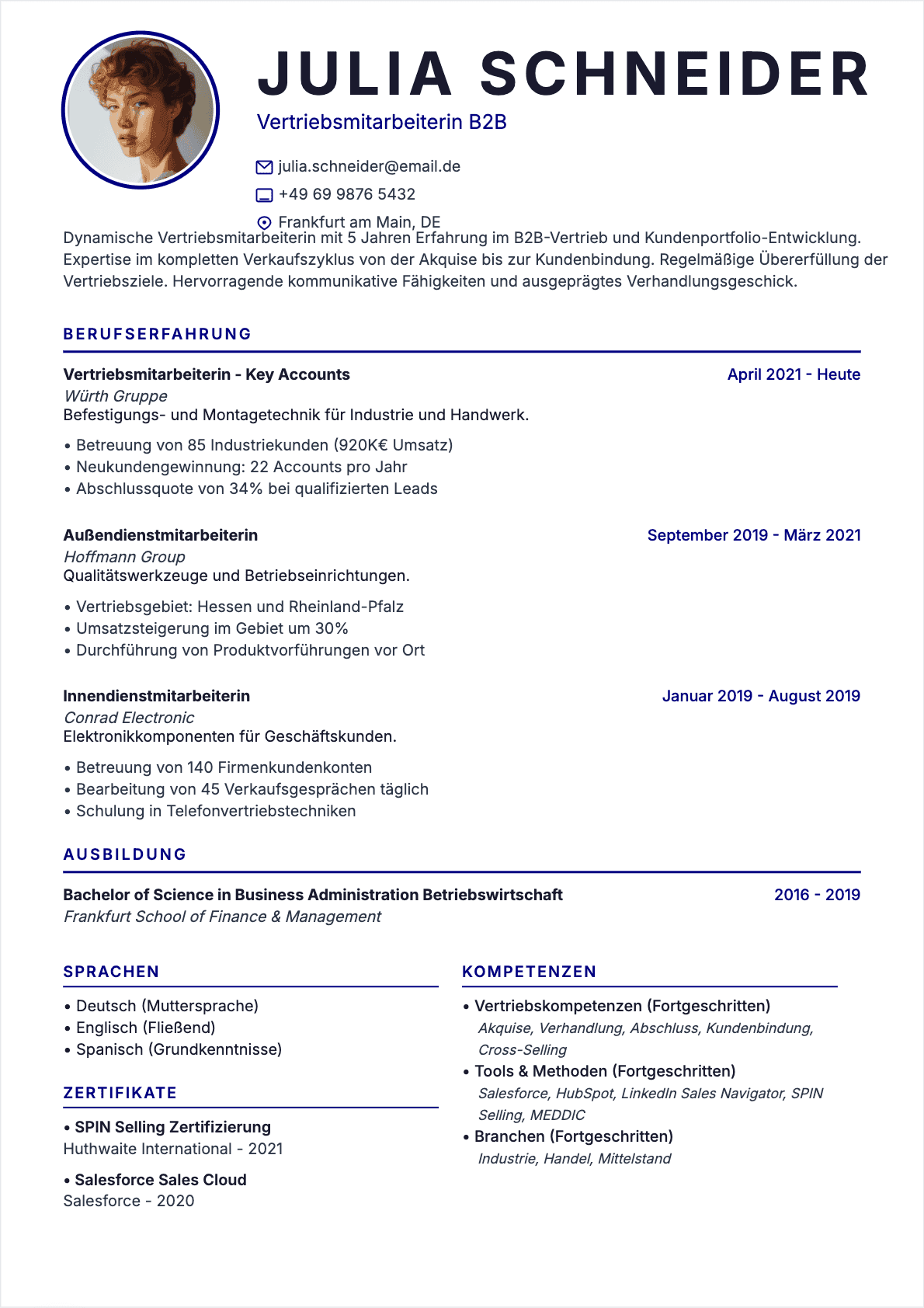 CV Vertriebsmitarbeiter