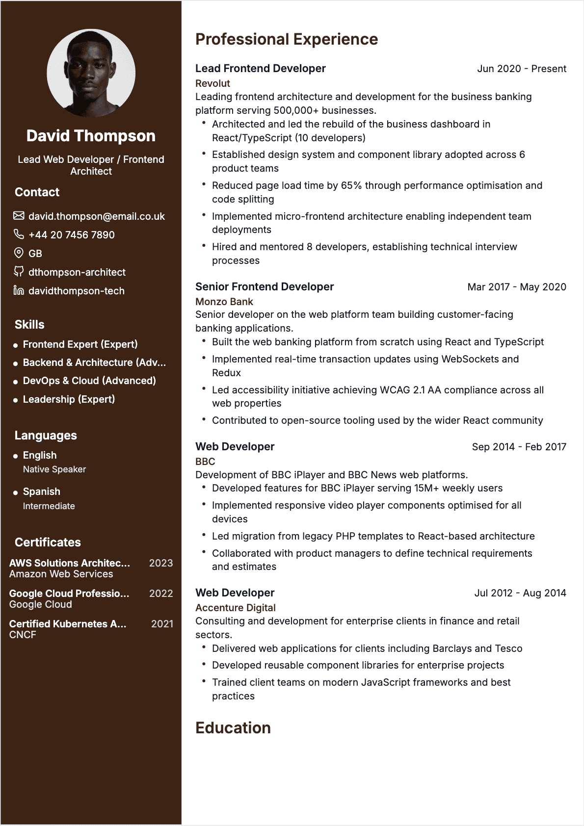 Resume Web Developer Senior - Web Developer Resume
