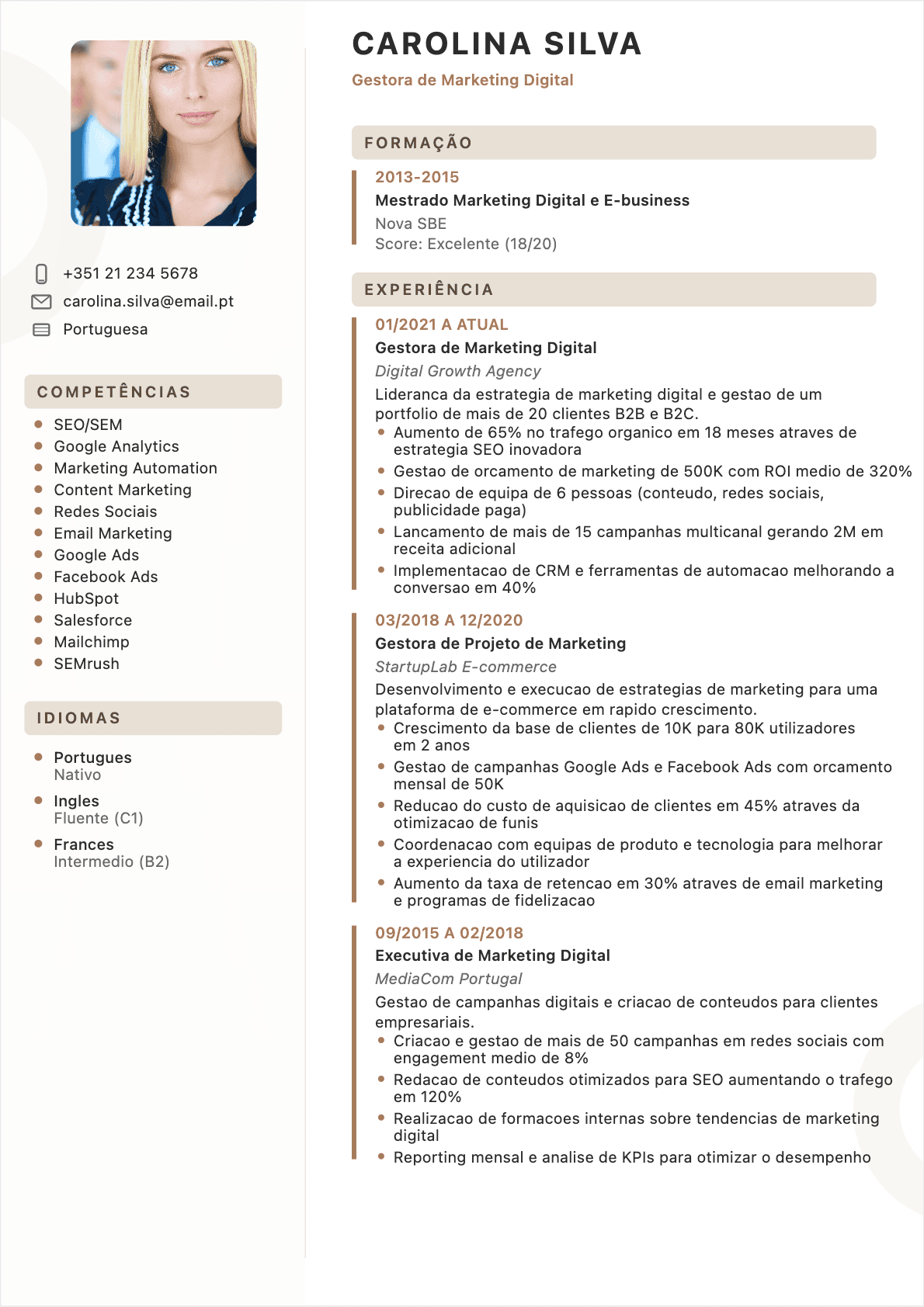 CV template Focus