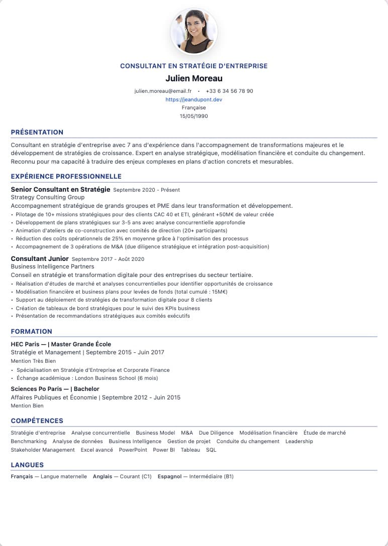 Eclipse-Lebenslauf - ATS-optimierte professionelle Lebenslauf-Vorlage | CVtoWork