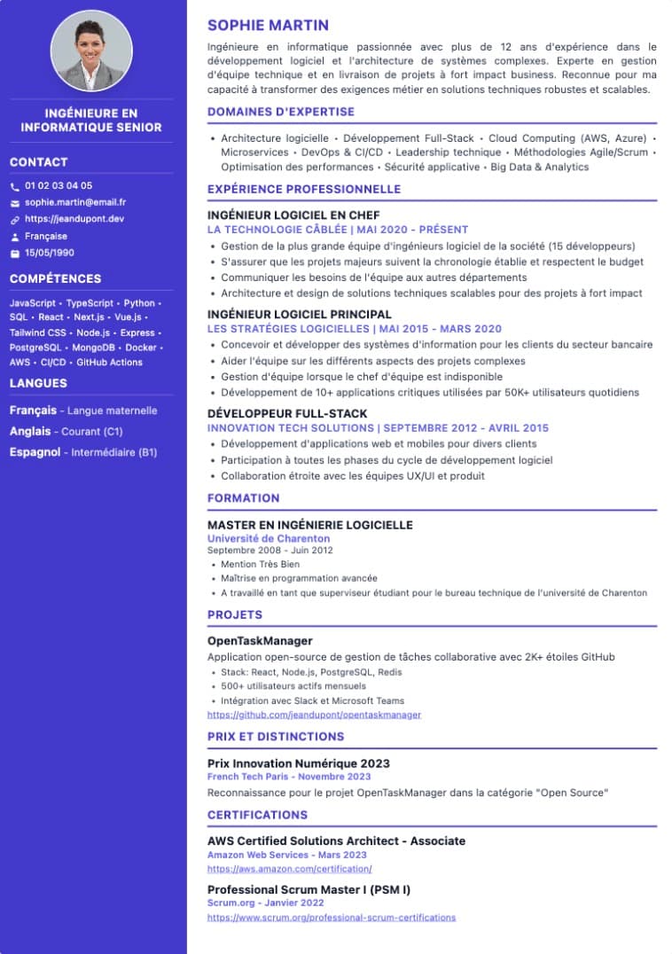 IT-Lebenslauf - ATS-optimierte professionelle Lebenslauf-Vorlage | CVtoWork