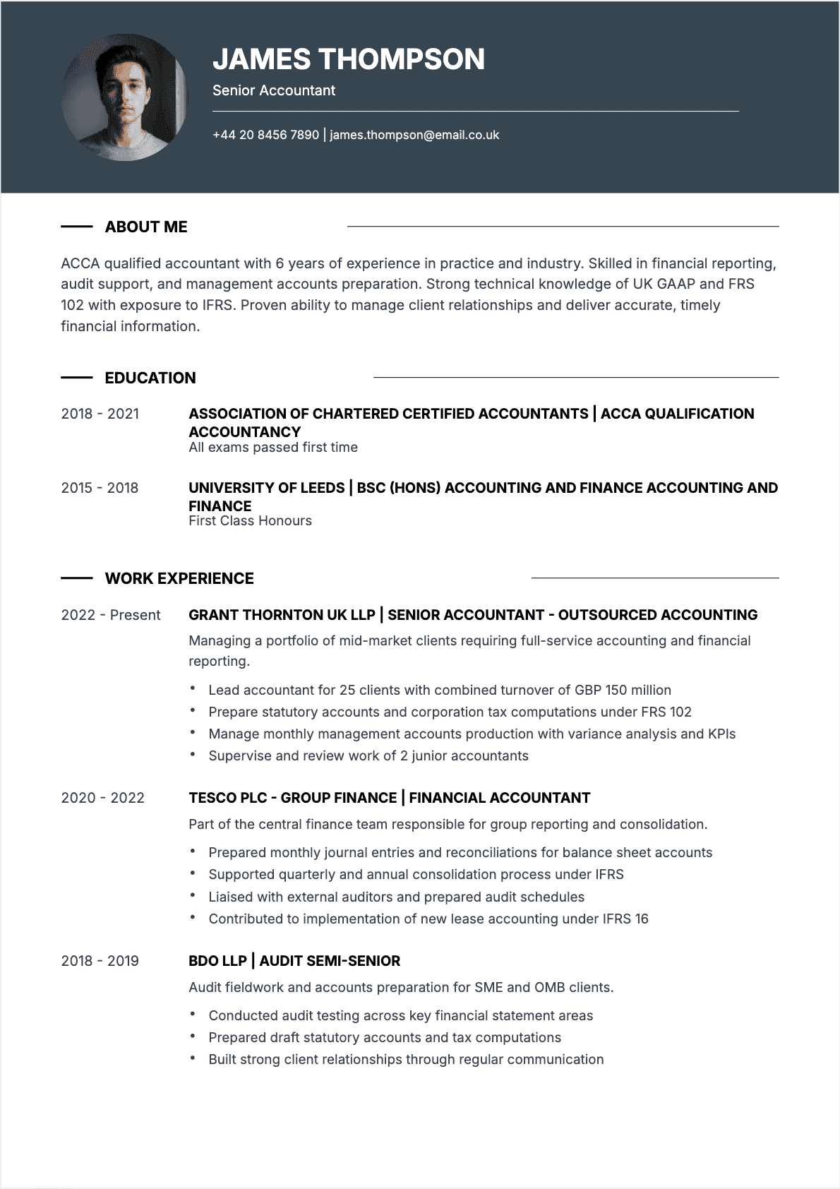 Accountant resume example