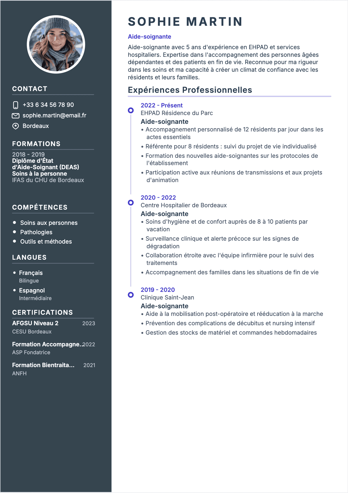 CV Aide-soignant - Confirmé CV Aide-soignant Confirmé - CV Aide-soignant