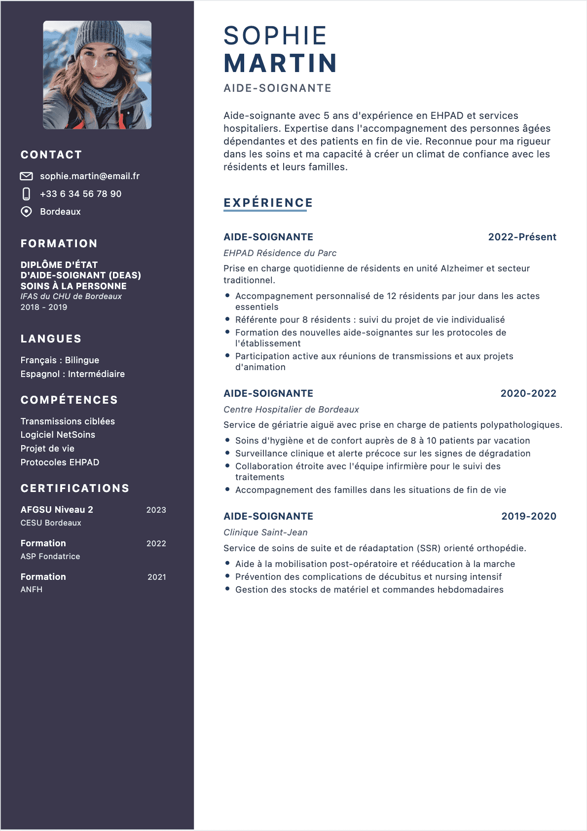 CV Aide-soignant - Confirmé CV Aide-soignant Confirmé - CV Aide-soignant