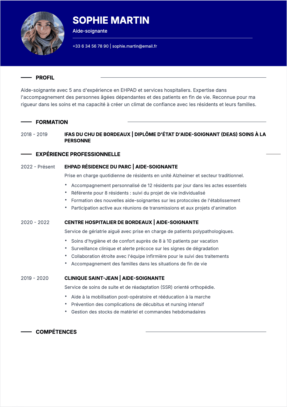 CV Aide-soignant - Confirmé CV Aide-soignant Confirmé - CV Aide-soignant