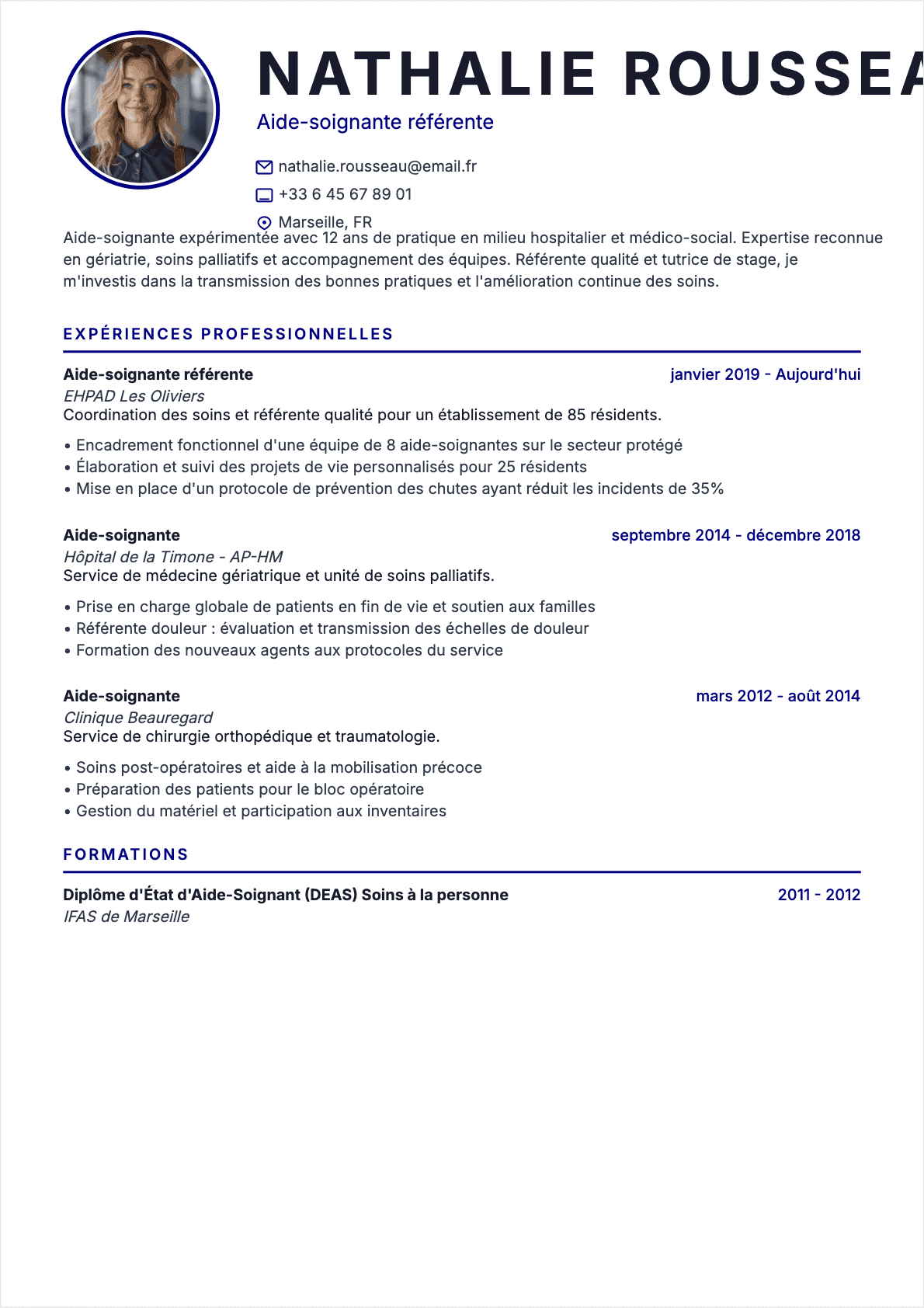 CV Aide-soignant - Senior CV Aide-soignant Senior - CV Aide-soignant