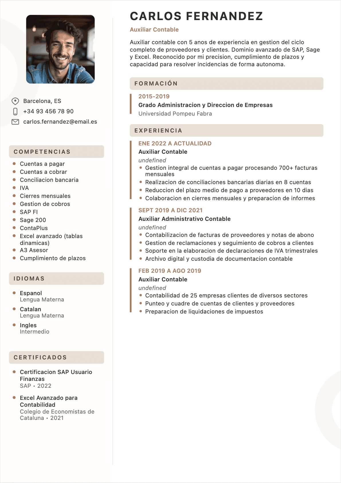 CV Auxiliar contable - Confirmé CV Auxiliar contable Confirmé - CV Auxiliar contable