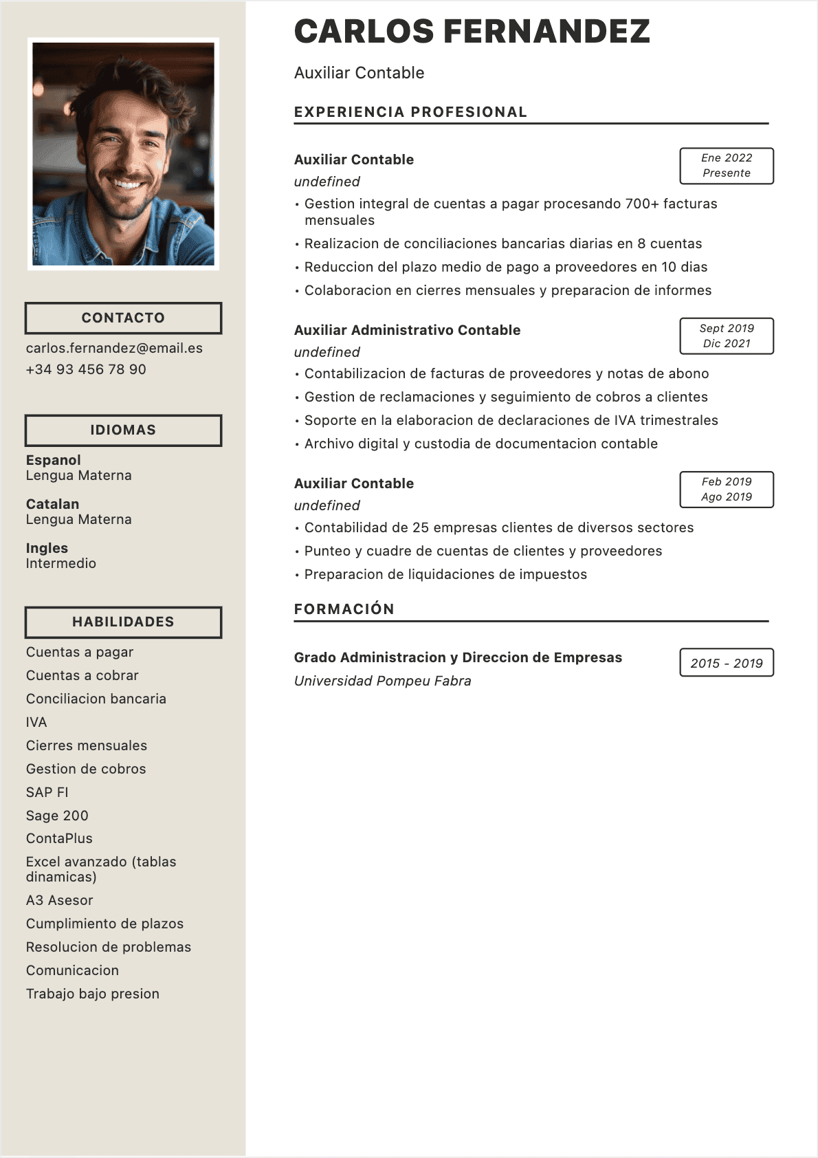 CV Auxiliar contable - Confirmé CV Auxiliar contable Confirmé - CV Auxiliar contable