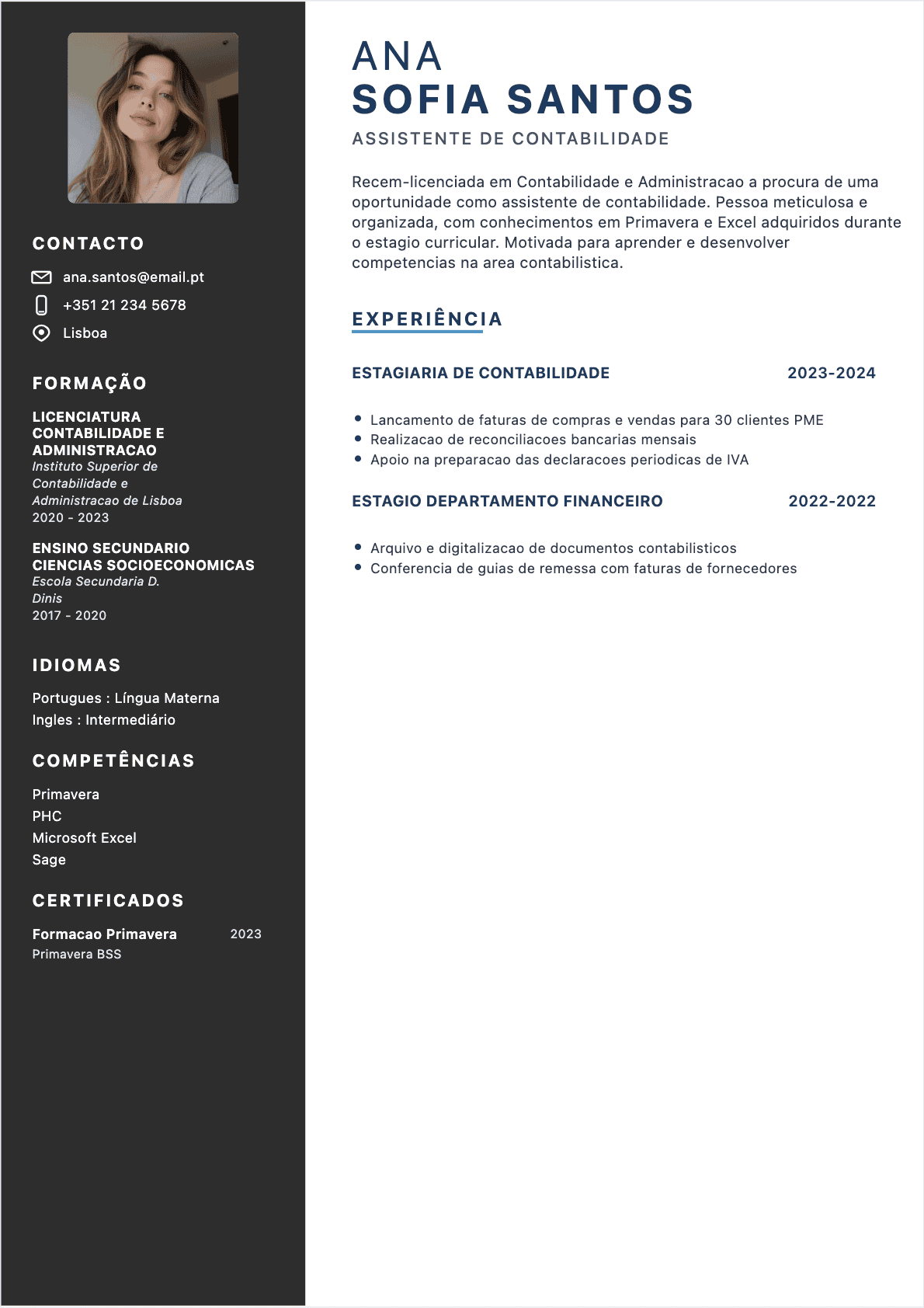 CV Auxiliar de contabilidade - Junior CV Auxiliar de contabilidade Junior - CV Auxiliar de contabilidade