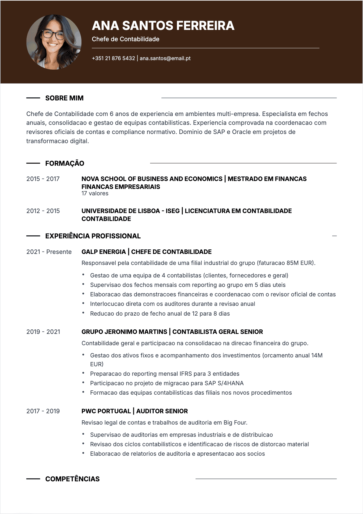 CV Chefe de contabilidade - Confirmé CV Chefe de contabilidade Confirmé - CV Chefe de contabilidade