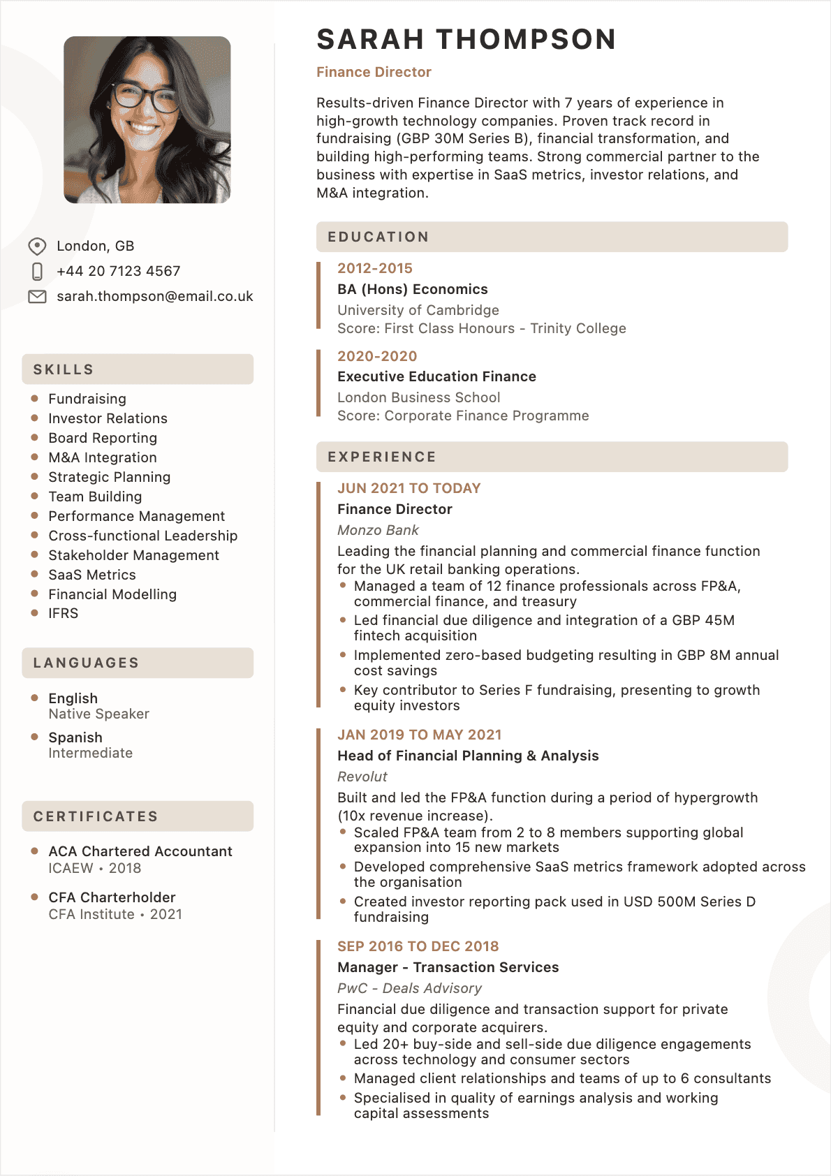 Chief Financial Officer Resume - Confirmé Resume Chief Financial Officer Confirmé - Chief Financial Officer Resume