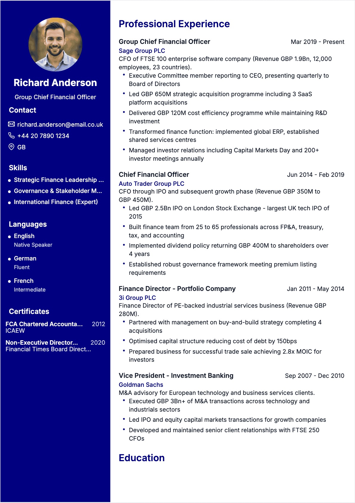 Chief Financial Officer Resume - Senior Resume Chief Financial Officer Senior - Chief Financial Officer Resume