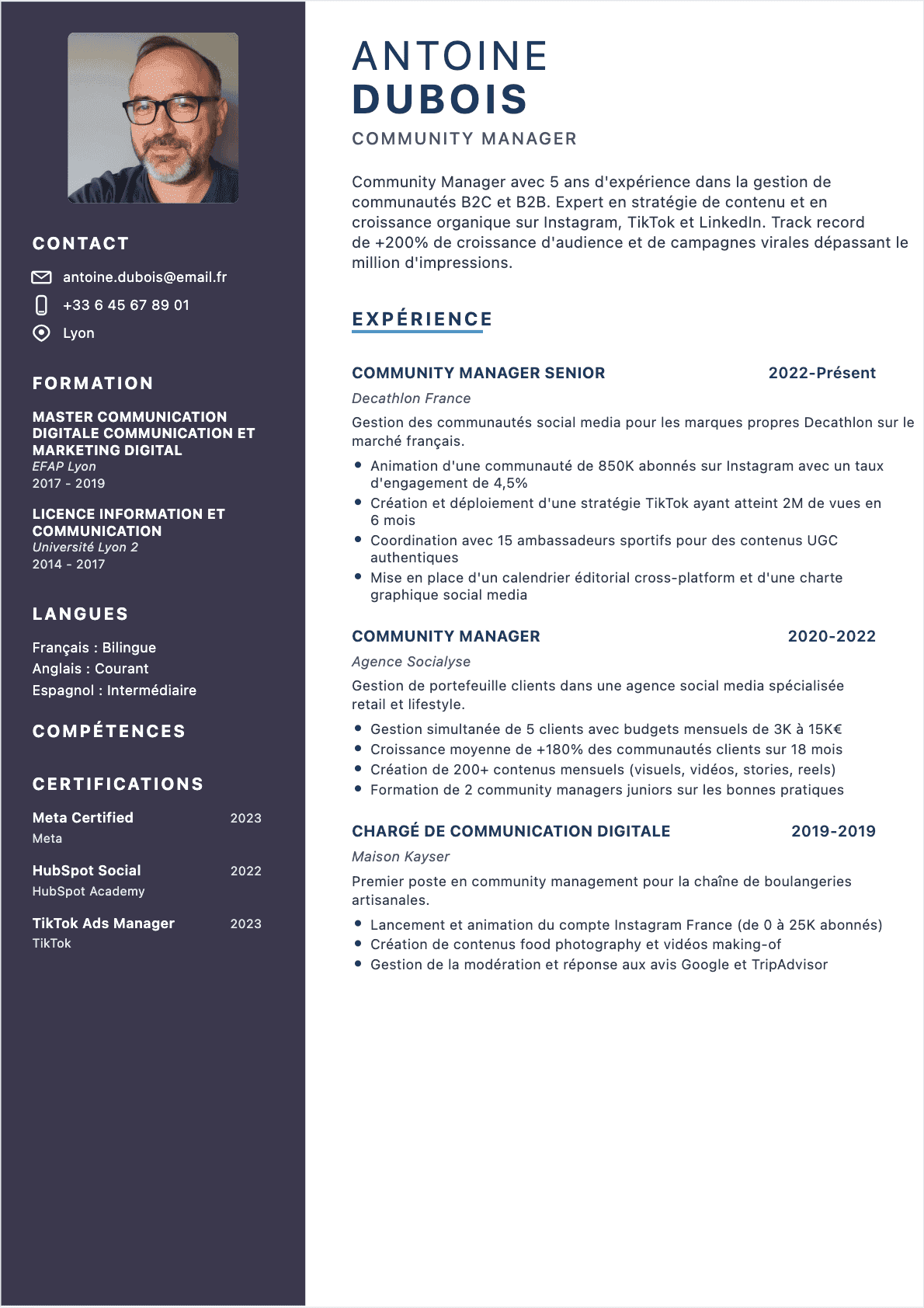 Community Manager Lebenslauf - Confirmé CV Community Manager Confirmé - Community Manager Lebenslauf