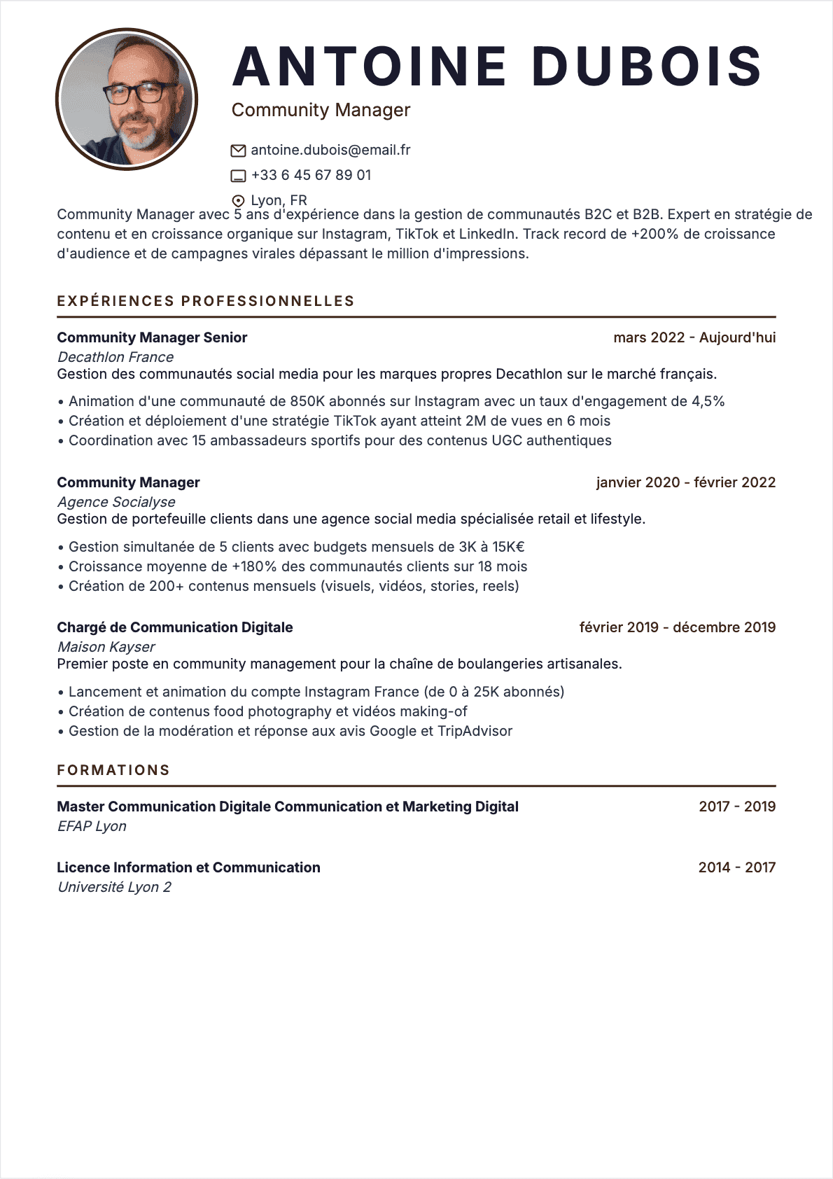 Community Manager Lebenslauf-Beispiel