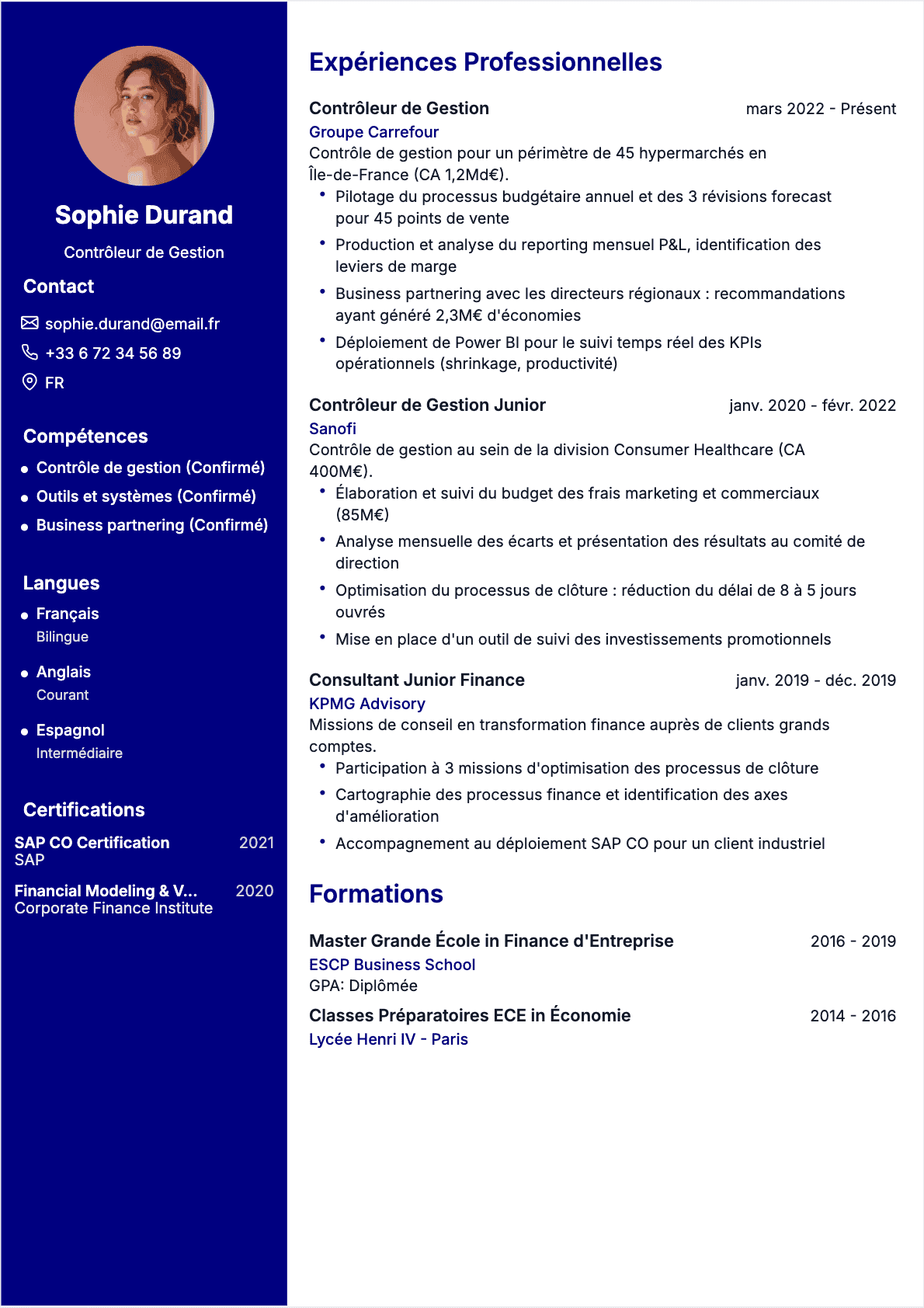 CV Contrôleur de gestion - Confirmé CV Contrôleur de gestion Confirmé - CV Contrôleur de gestion