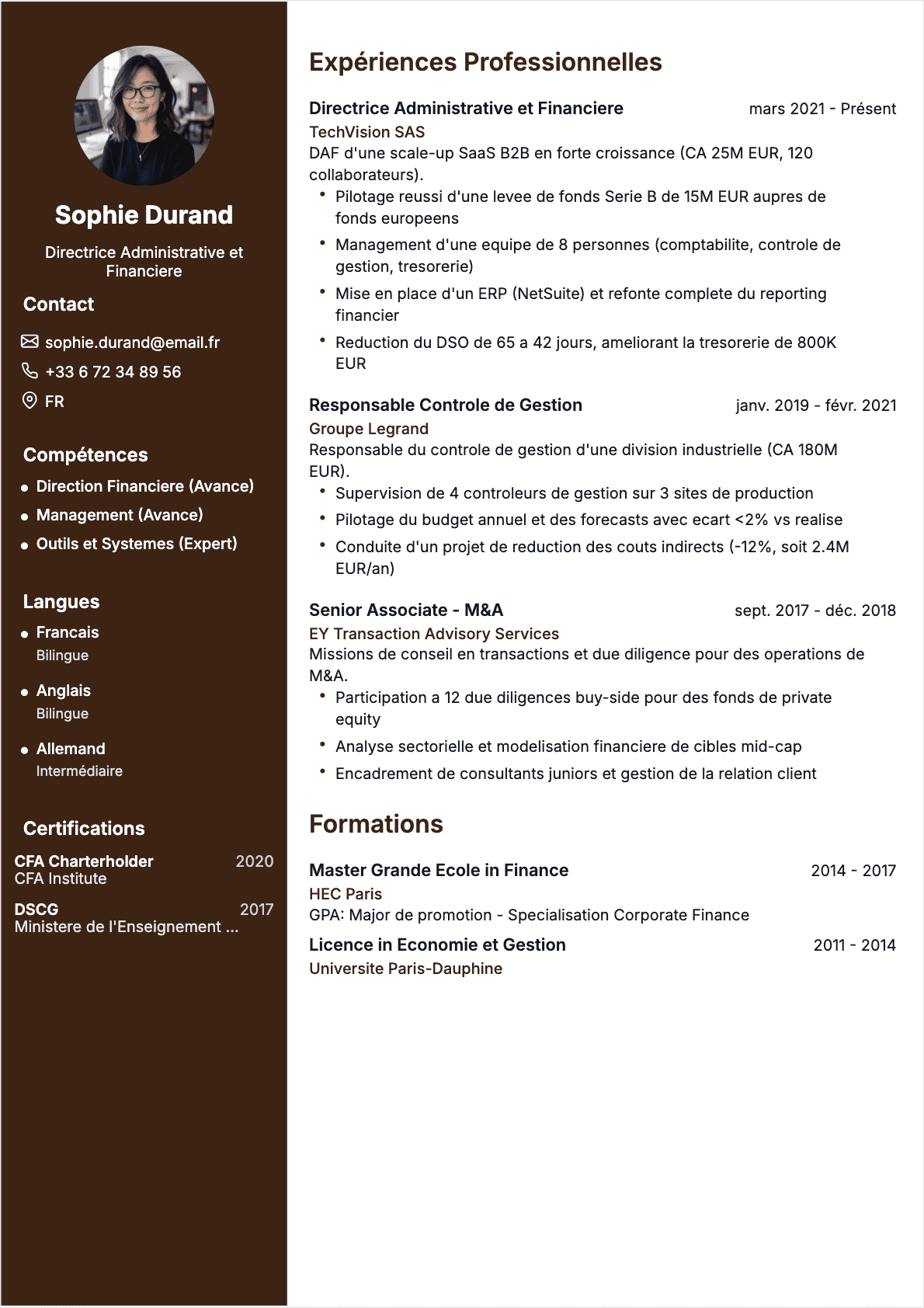 CV Directeur financier - Confirmé CV Directeur financier Confirmé - CV Directeur financier