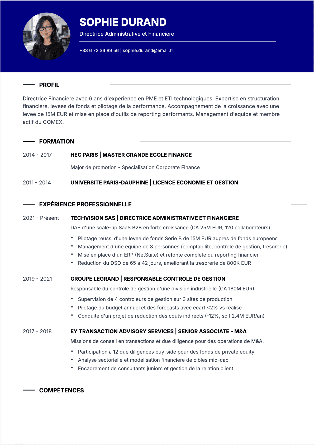 CV Directeur financier - Confirmé CV Directeur financier Confirmé - CV Directeur financier