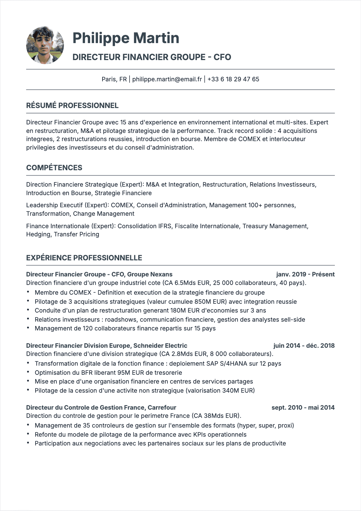 CV Directeur financier - Senior CV Directeur financier Senior - CV Directeur financier