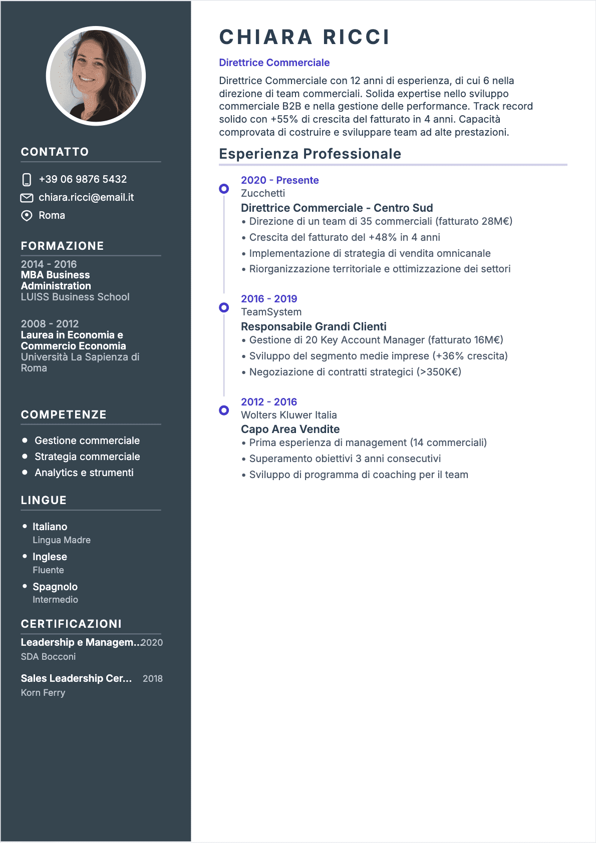 CV Direttore commerciale - Confirmé CV Direttore commerciale Confirmé - CV Direttore commerciale
